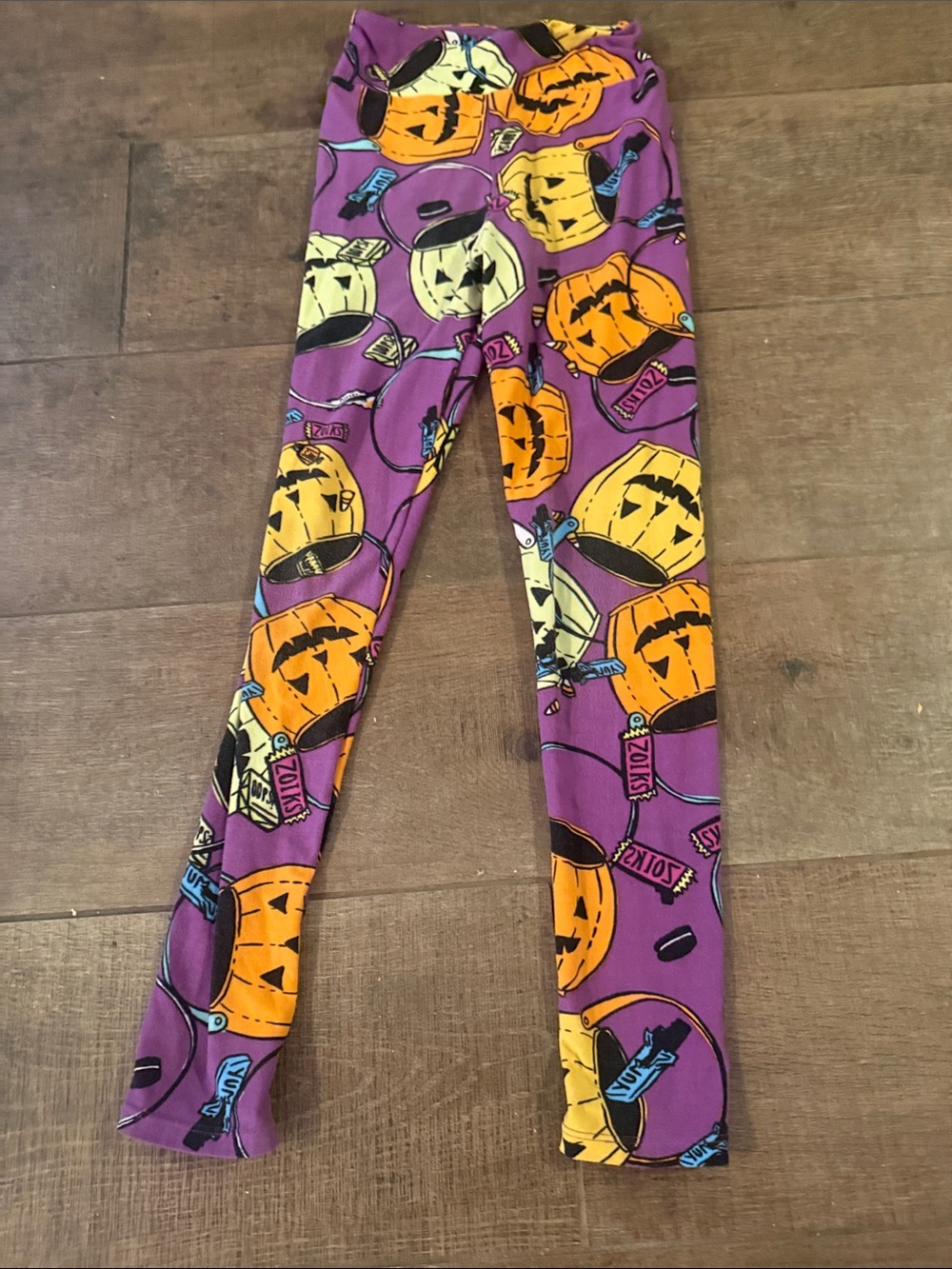 Lularoe Tween Girls' Purple Halloween Pumpkin Print Leggings